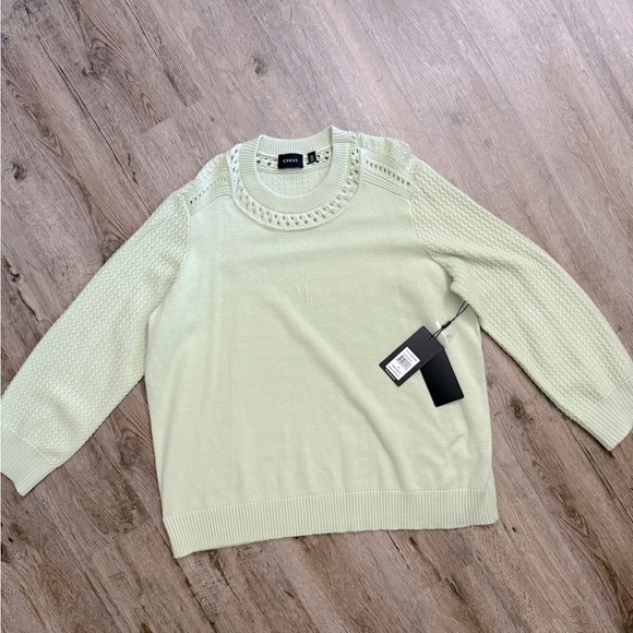 Cyrus • Light Green Crochet Trim Sweater - Picture 2 of 10